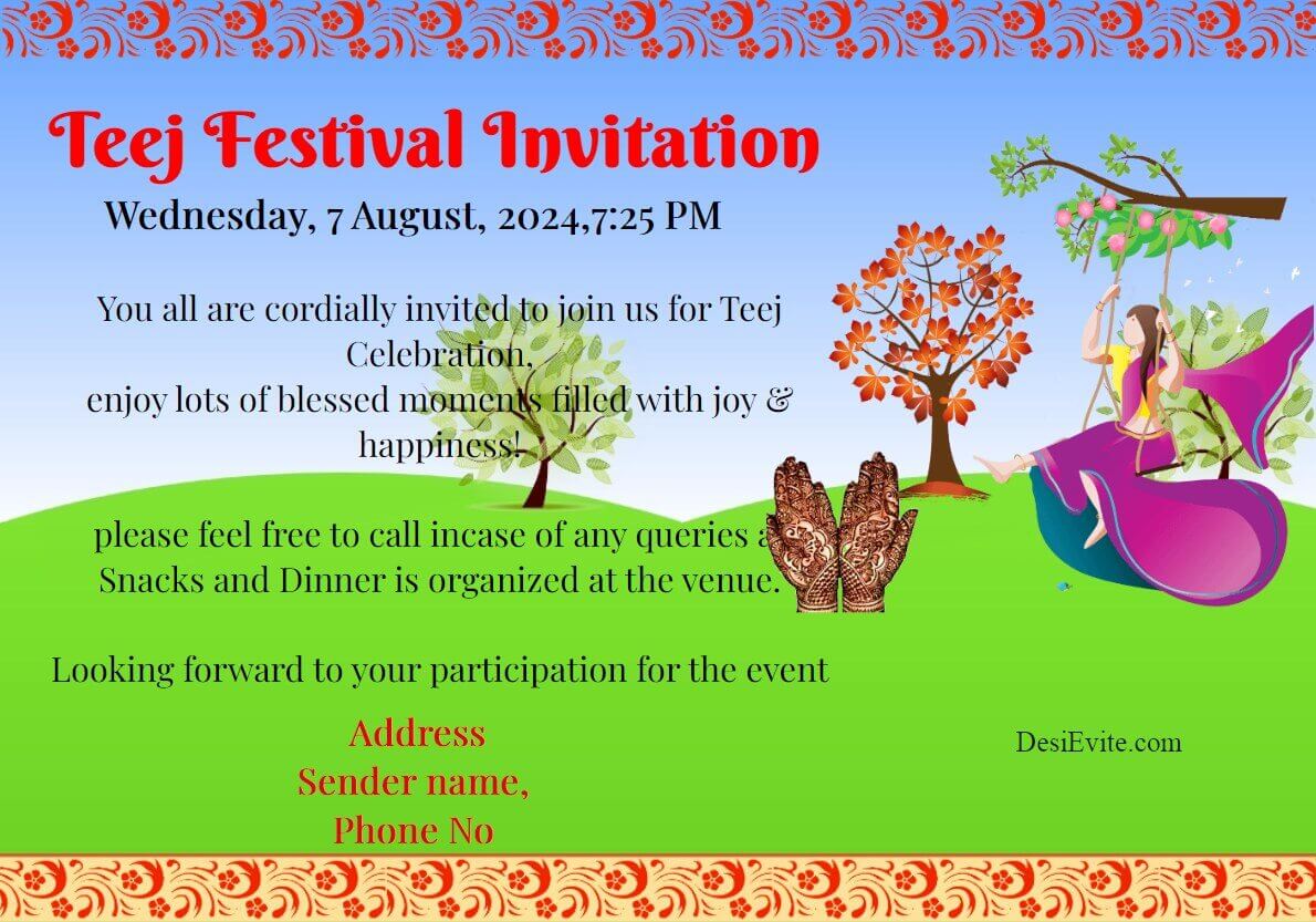 Teej Festival Invitation