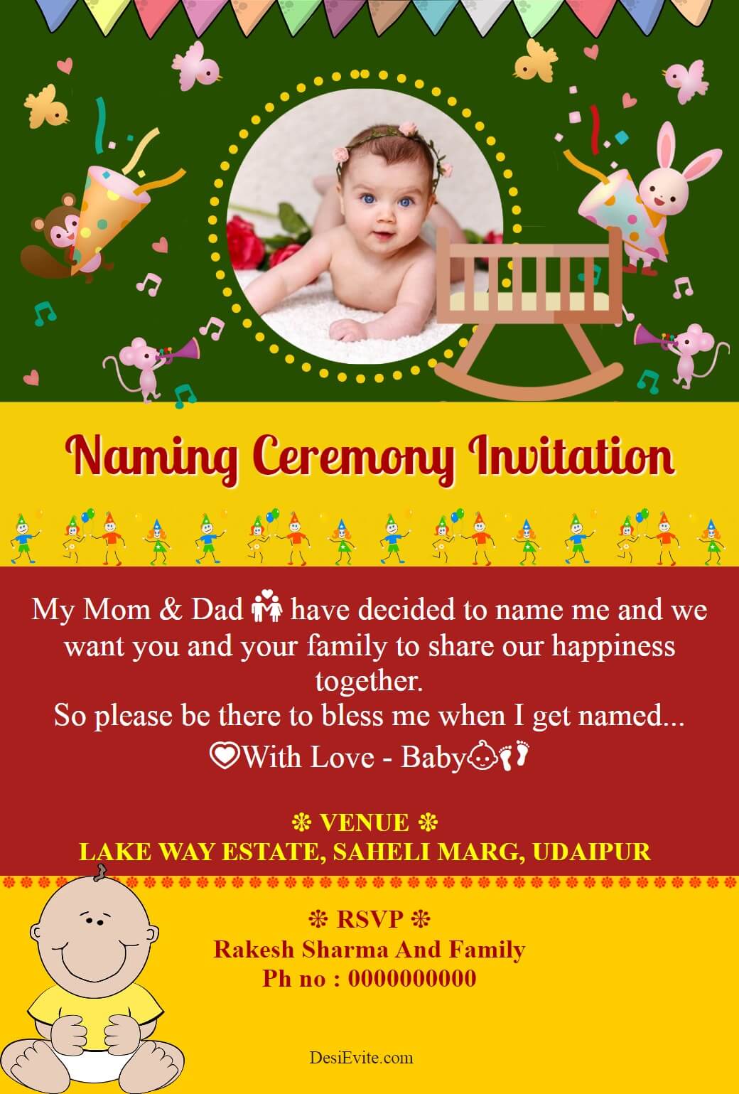 Baby Naming Ceremony Card 3 Photo Upload