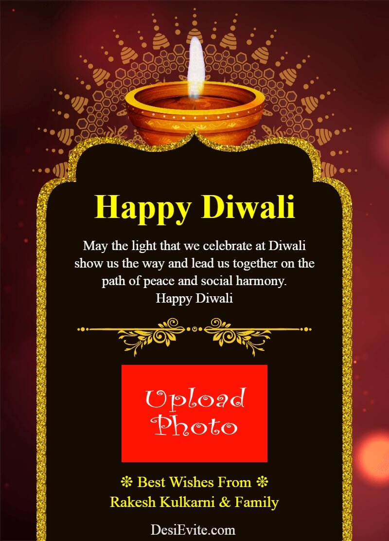 Diwali greeting card with photo