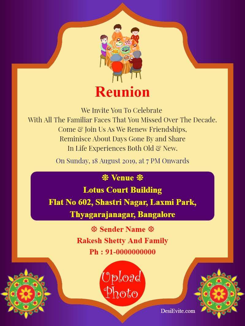 Family reunion invitation card with photo