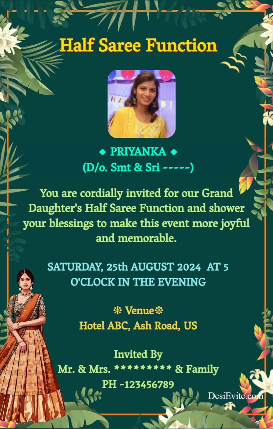 half-saree-shower-invitation-card-greenery-theme