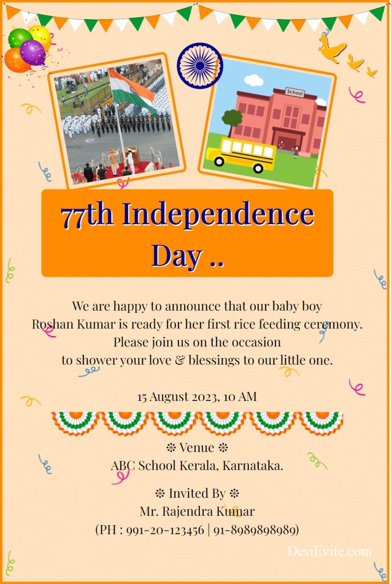 Hindi traditional independence invitation card 81