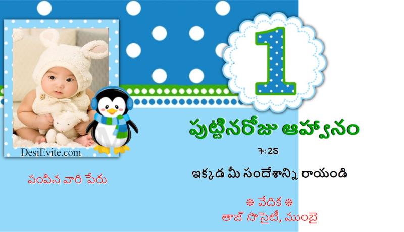 telugu-baby-boy-first-birthday-invitation-card-with-penguin