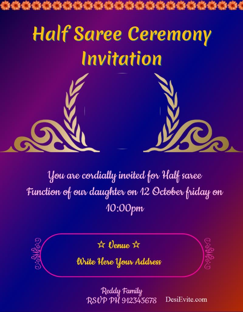 Onila bahukarana invitation templates free - Half saree function invitation  cards online free - Chalisa Aarti Mantra Stotras Sangrah