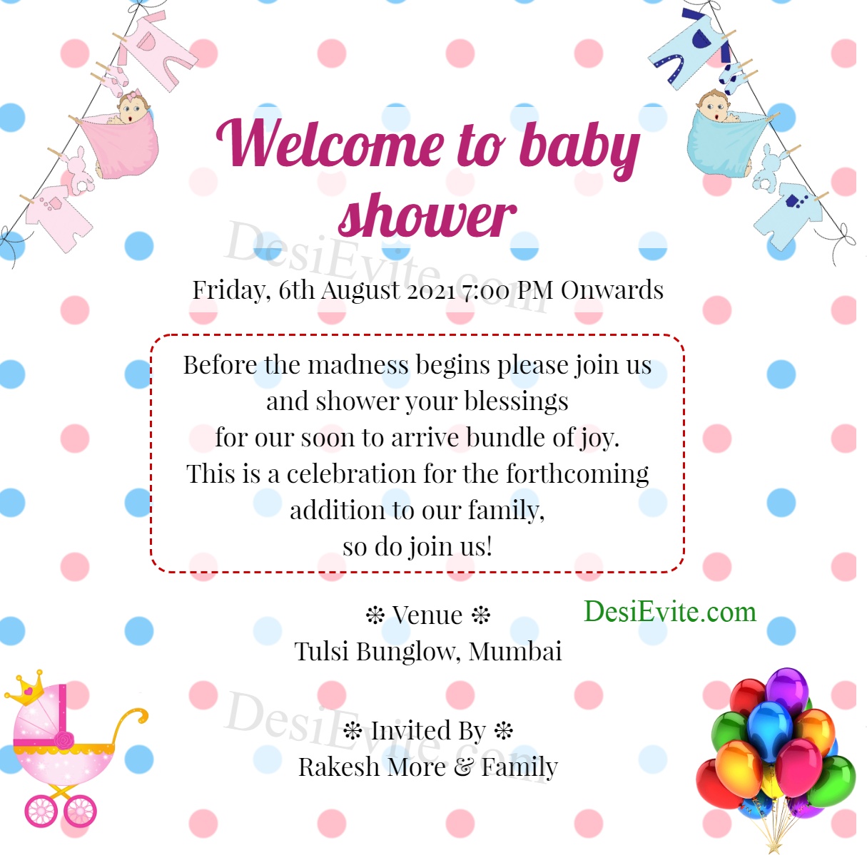 Baby shops shower whatsapp invitation wording