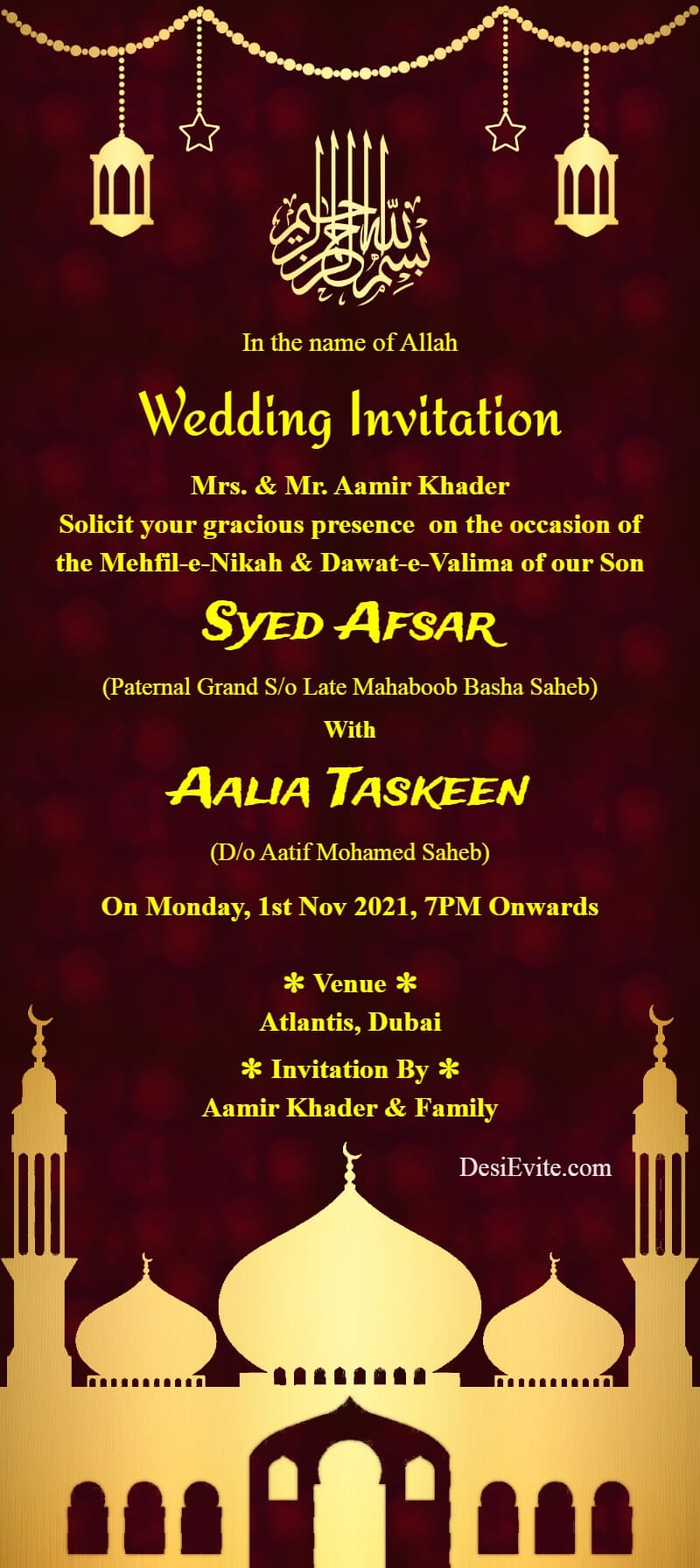 Islamic Wedding Card Templates