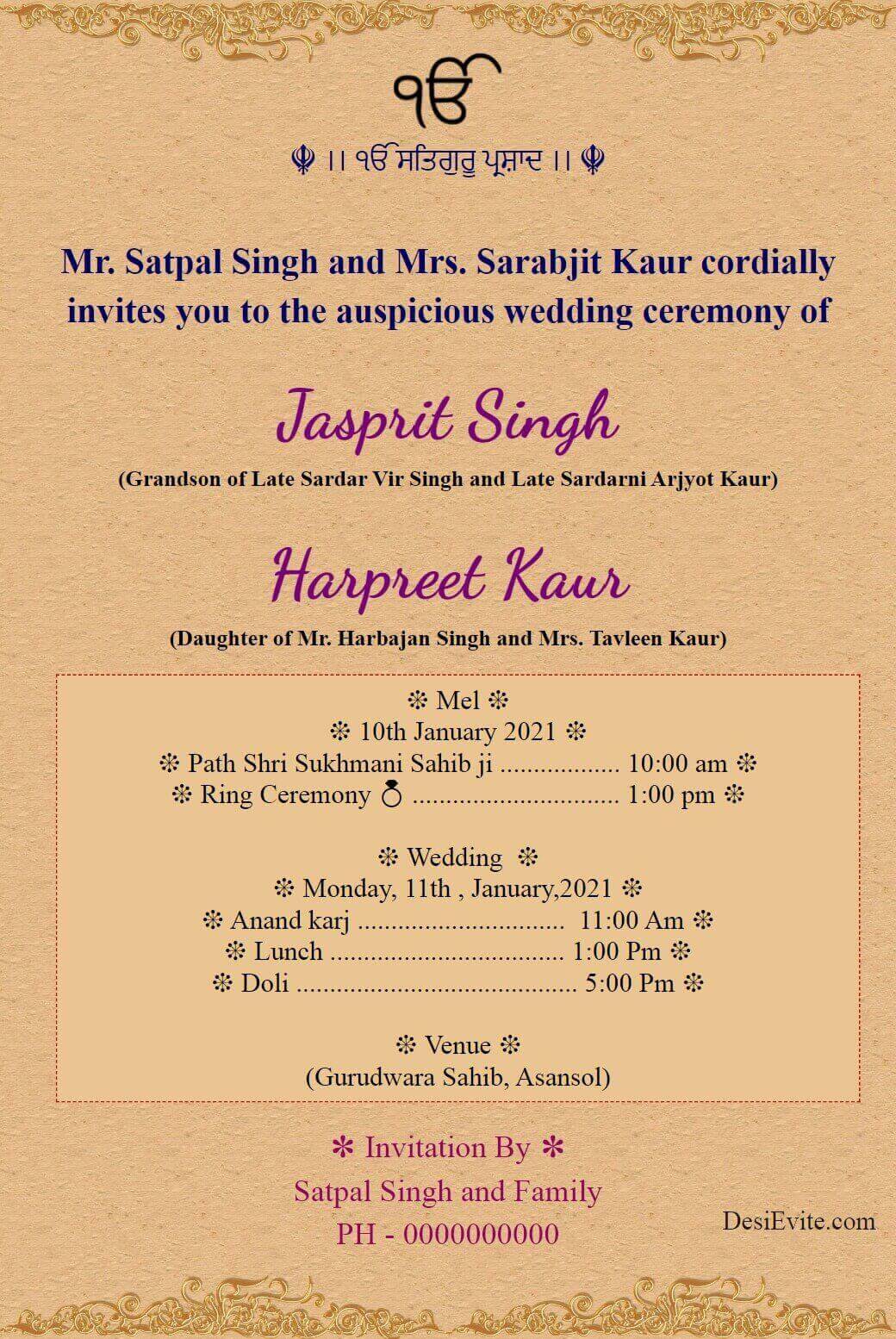 Invitation For Sukhmani Sahib Path Instapowen