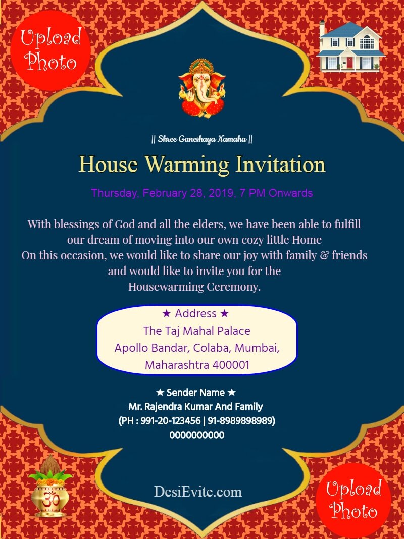 House Warming Invitation Indian Style Housewarming Griha Pravesh
