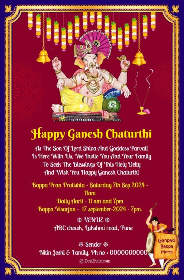 Ganesh Chaturthi 2024 Invitation Message Fancy Clerissa