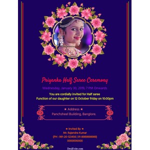 Free Half Saree Function Invitation Card Online Invitations