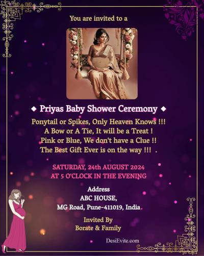 Indian baby shower invitation card modern theme