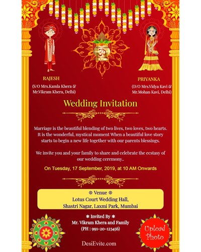 free Indian Wedding Invitation Card Maker & Online Invitations