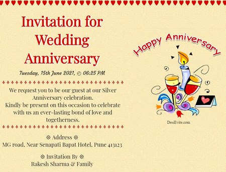 free Wedding Anniversary Invitation Card & Online Invitations