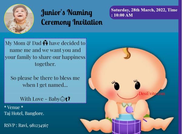 Naming ceremony invitation indian