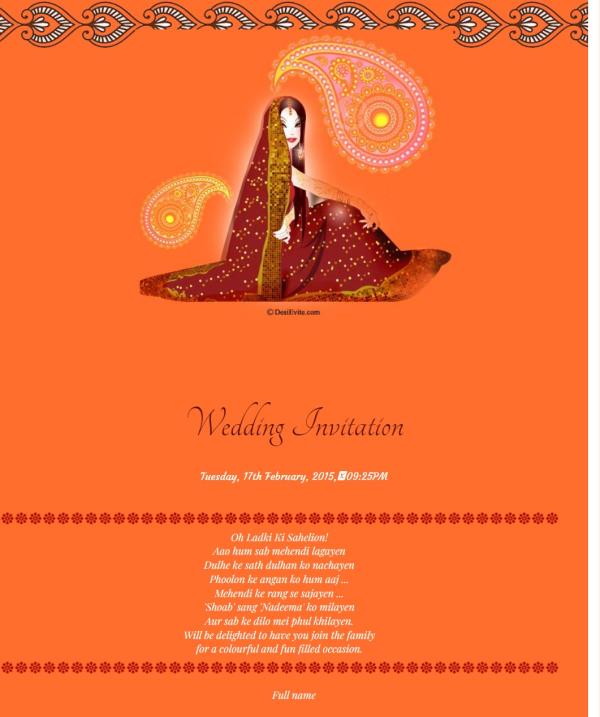 free Ladies Sangeet/Mehndi ceremony Invitation Card & Online Invitations