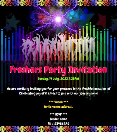 free Freshers Party Invitation Card & Online Invitations