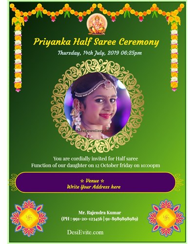 half saree invitation cards invitations Design Gallery