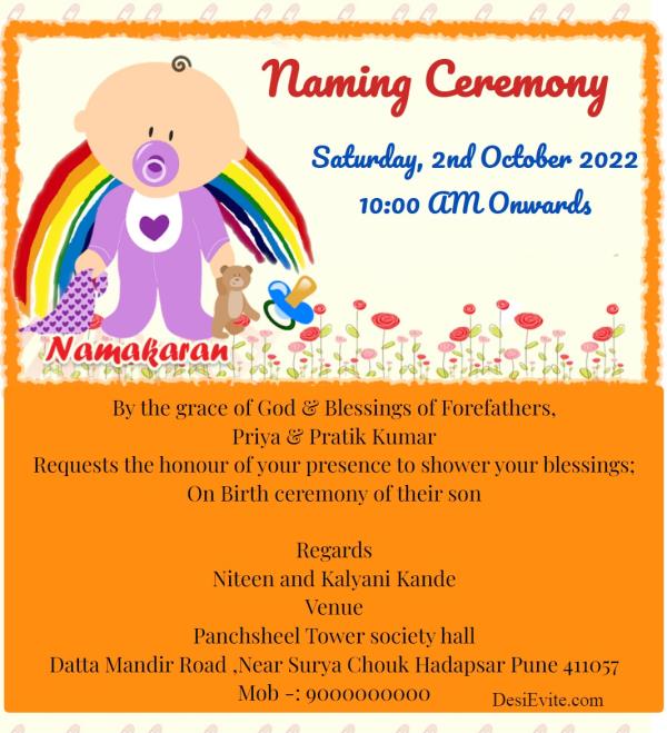 Baby girl namkaran invitations Design Gallery