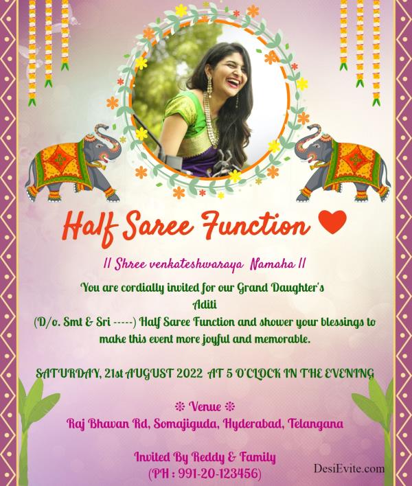 free Half Saree Function Invitation Card & Online Invitations