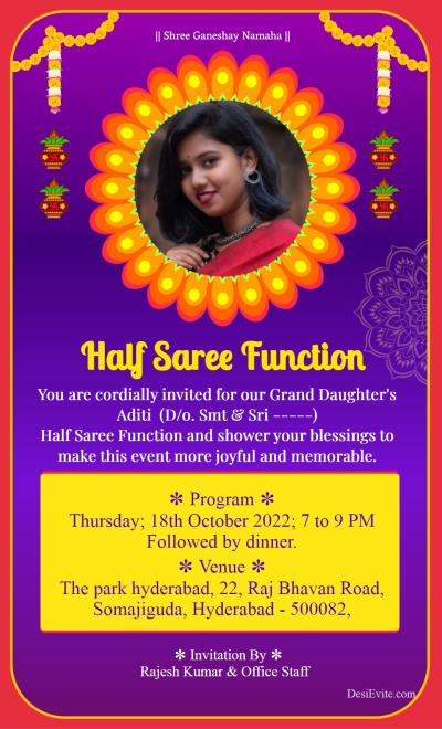 free Half Saree Function Invitation Card & Online Invitations