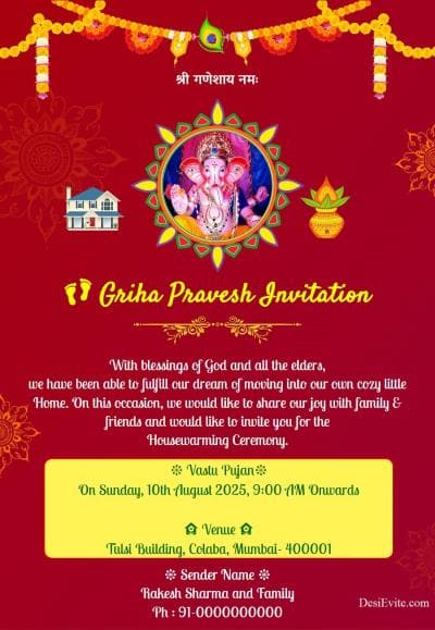  Get 20 Griha Pravesh Invitation Card Design For House Warming