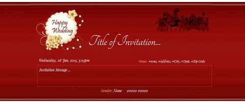 Wedding Invitation traditional theme with red background