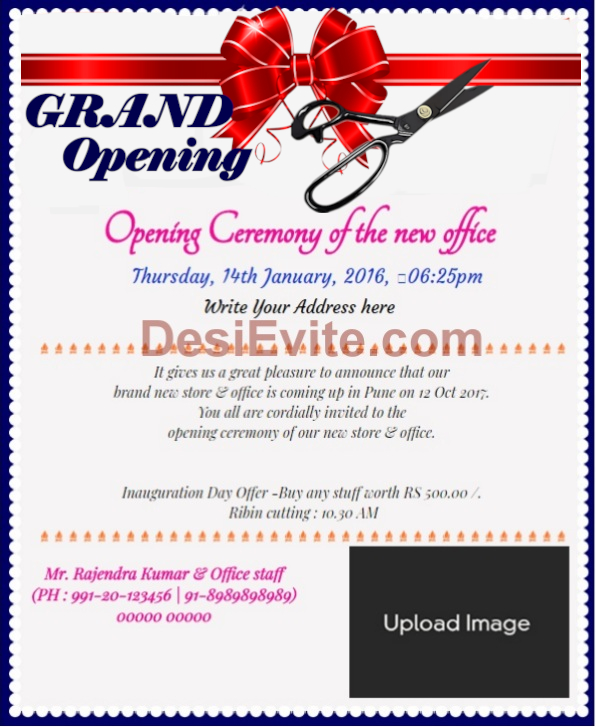 Shop Opening Office Inauguration Invitation Wording